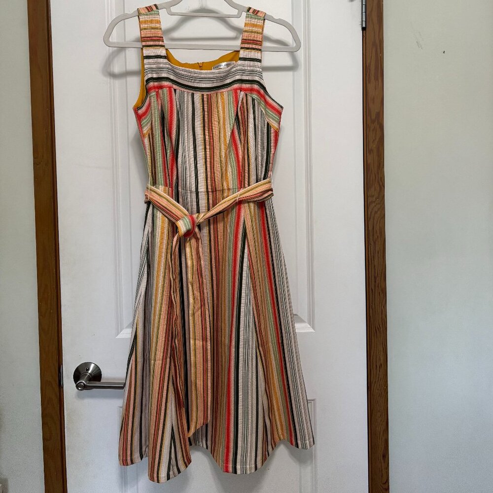 Sandra Darren Square Neck Multi-Colored Stripped … - image 1